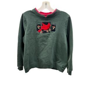 Breckinridge Women’s Top Sweatshirt X-Mas Green & Red Christmas Cardinal Petite